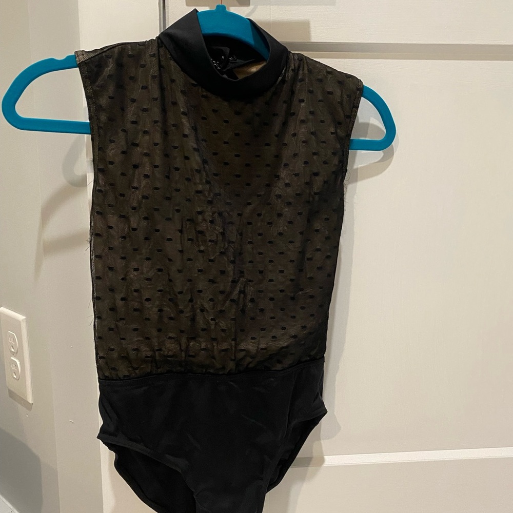 Nude and Black Leotard